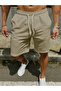 Beige Solid Knee-Length Casual Shorts