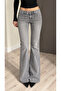Low Waist Lycra Comfortable Fit Full Length Flare Jean Pants with Mini Pockets - 2