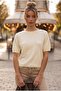 Ecru Boat Neck Short Sleeve Glittery Hem Lycra Knitted Casual Knitwear Sweater 57 60 - 3