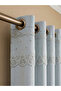 1-Piece Floral Lace Curtain, Light Blue - 3