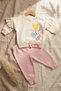 Aria Bloom Baby Girl Ruffle Detailed Heart Patterned Top and Bottom Set - 100% Cotton Salmon & Cream Sweatshir - 2