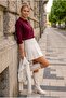 Burgundy Shirt Collar Long Sleeve Half Placket Buttoned Casual Knitwear Sweater 57 60 - 7