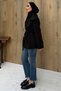 Drawstring Lined Black Short Trench Coat - 3