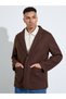 Brown Solid Pocket Details Tailored Winter Coat - 3