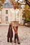 Ecru Polo Collar Cuffed Sleeves Tie-Up Front Decorative Buttoned Non-Opening Stitched Glittery Knitwear Sweater 58 60 - 5