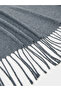 Grey Solid Fringed Scarf - 3