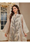 Beige Maxi Jalabiya with Shimmering Rhinestone Embellishment - 6