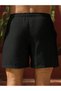 Black Solid Drawstring Lounge Shorts - 2