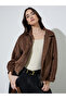 Brown Regular Fit Suede-Look Biker Jacket