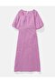 AE Linen-Blend Puff Sleeve Tie Back Midi Dress - 3
