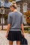 Gray Melange Round Neck Short Sleeve Double-Look Single Product Knitwear Sweater 58 60 - 7
