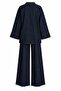 Navy Blue Double-Breasted Collared Kimono Pants Set - 2Y8629 - 2