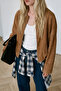 Tan Lined Casual Suede Jacket - 4