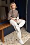 Women's High Waist Knitwear Jogger Pants with Openwork Side Detail - 2
