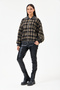 Women's Black Italian Plaid Pattern Zippered Jacket Size 38 - 42 - 4