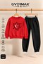 Turkish Flag Printed Children's Crew Neck Sweatshirt Tracksuit Set - Ages 3-12
