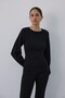 Kayık Yaka Barrel Form Knitwear Black Sweater - 2