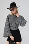 Women's Modal Striped Wide Sleeve Waist-Fitted Blouse - 6