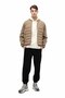 Men's Quilted Jacket Beige – Zippered Stand Collar Casual Sports Coat - 4
