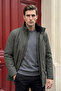 Men's Winter Stand Collar Pocketed Khaki Coat Bonded Fabric Classic Fit - M004 - 5