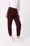 Defy's Women's Fleece Lined 3 Thread Regular Fit Elastic Waist and Cuffs Burgundy Jogger Sweatpants - 8