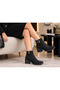 Livia Women's Black Thick Heeled Buckle Zipper Short Boots - 2
