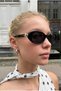 Monaco Vintage Black Gold Detailed Oval Ultra Light Uv400 Filtered Women's Sunglasses - 4