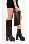Women's Detachable Ankle Boots with Blunt Toe, Thick Platform Heels, Zippered Boots