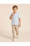 Boys Blue Ribbed Polo Shirt - 4
