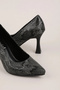 Women's Genuine Leather Thin Stiletto Heeled Evening Dress Shoes Shhn.1861 Black Snake - 5