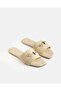 Women Beige Buckle Trim Flat Mules - 2