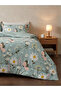 4-Piece Printed Comforter Set with Bedsheet and Pillow Covers, Green - 4
