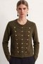 Napoleon button long sleeve cardigan khaki