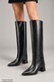 Zelvora Women's Boots with Dust Cover Detail, Removable Attachment, Pointed Toe, Zipper, Thick Heel - 4