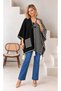 Women's Plus Size Lace Collar Pocket Lace Detailed Loose Poncho Cardigan Black 25000 - 4