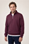 Zippered Half Turtleneck Regular Fit Cotton Basic Sweatshirt - 2