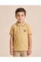 Boys Beige Embroidered Polo Shirt