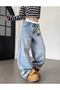 Angel Wing Design Unisex Retro Jean Trousers - 5