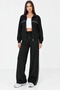 Side Piping Model Fabric Zippered Oversize Top and Bottom Set