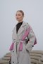 Women's Oversized Double-Breasted Collar Long Trench Coat with Sleeve Epaulettes and Lining Detail - 2