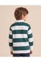 Boys Green And White Striped Polo Shirt - 4
