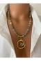 Natural Stone Varistone Stone Variegated Green Special Spiral End Pendant - 3