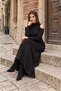 Women's Turtleneck Off-The-Shoulder Long Sleeve Long Janjan Crepe Dress - 3