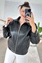 Zippered Leather Coat 7K116