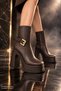 Blai̇re Women's Boots with Belt and Buckle, Platform Sole, Thick Heel - 8