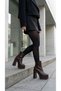 Women's Detachable Ankle Boots with Blunt Toe, Thick Platform Heels, Zippered Boots - 8