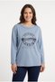 Women's Plus Size Lycra Crew Neck Stone Print Patterned Long Sleeve Cotton Soft Sweatshirt