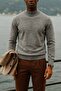 Men's Winter Basic High Neck 3-Piece Knit Sweater - 5