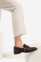 Daly Brown Suede Genuine Leather Buckle Women's Loafer Shoes - 2