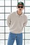Men's Polo Collar Half Zipper Loose Cream Sweater - 2